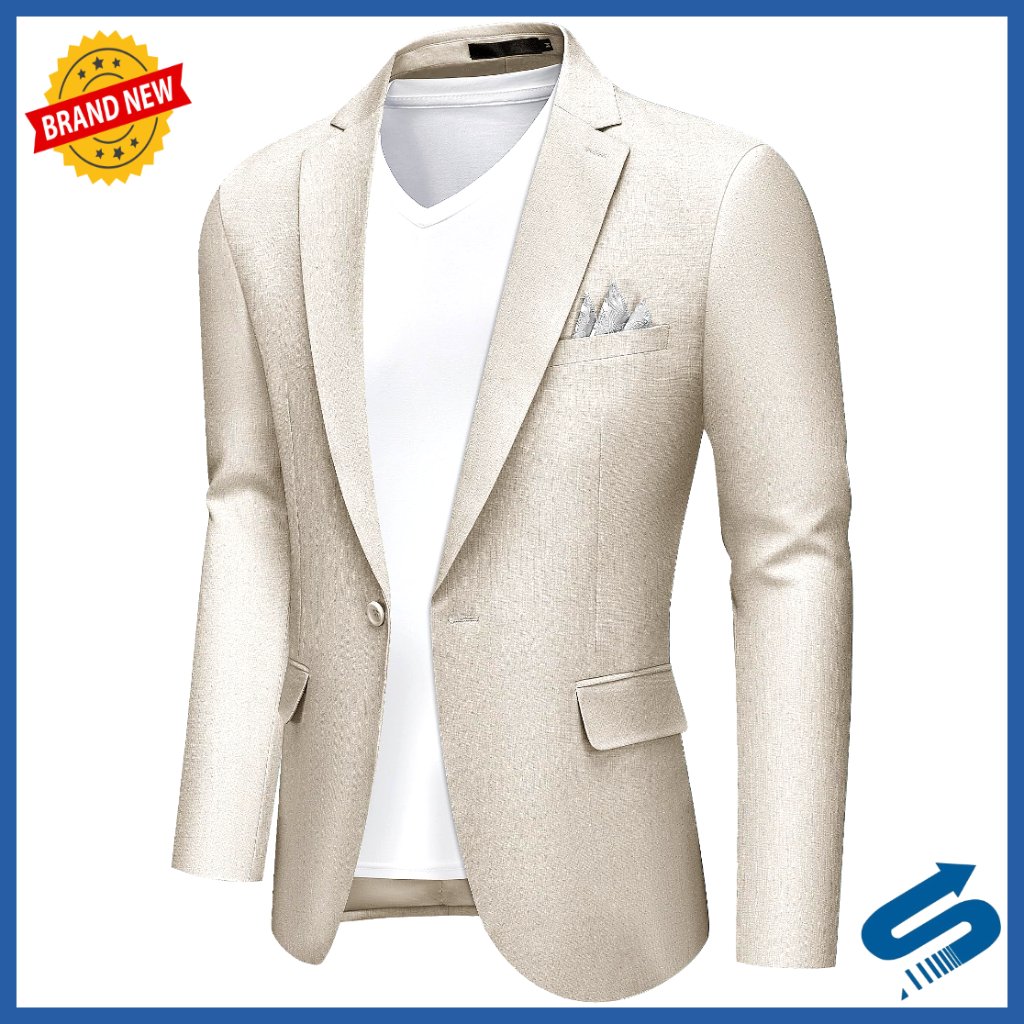 Slim Fit Blazer Jacket Lightweight Sport Coat One Button Casual
